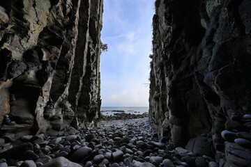갯깍주상절리라고 부르는 제주도 서귀포 해안의 아름다운 풍경이다.