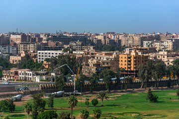 Fototapeta premium Egypt, view of the city of Cairo from the Giza plateau,
