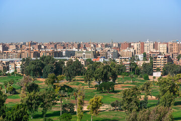 Fototapeta na wymiar Egypt, view of the city of Cairo from the Giza plateau,