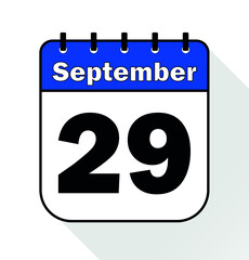 September day 29 blue - Calendar Icon - Vector Illustration.
