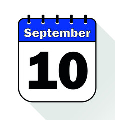 September day 10 blue - Calendar Icon - Vector Illustration.