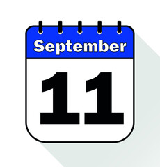 September day 11 blue - Calendar Icon - Vector Illustration.