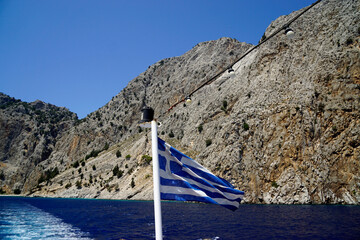 greek flag in the wind