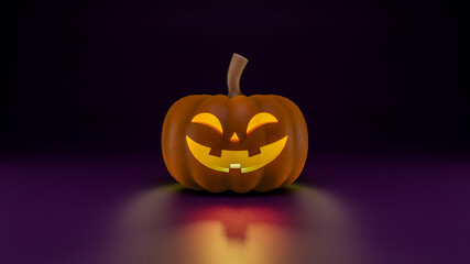 3D Render Halloween Pumpkin on dark background