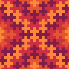 Ethnic backdrop. Mosaic tiles. Folk wallpaper. Seamless pattern. Tribal ornament. Geometric image. Ethnical motif. Surface texture. Textile print. Abstract background. Sayagata vector.