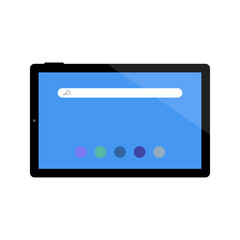 Tablet computer with home screen. Isolated on white background. Vector illustration.