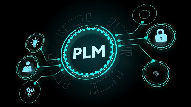 PLM Product lifecycle management system technology concept. Technology, Internet and network concept.