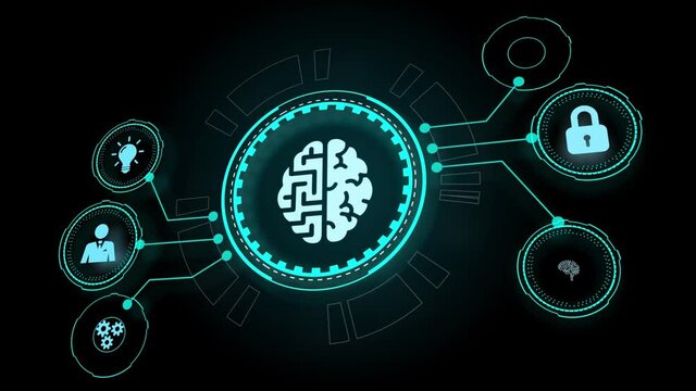 Artificial intelligence (AI), machine learning and modern computer technologies concepts. Business, Technology, Internet and network concept.