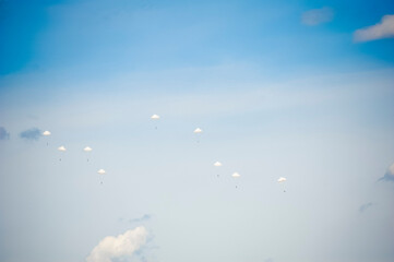 paratroopers jumping out of the plane - exercises