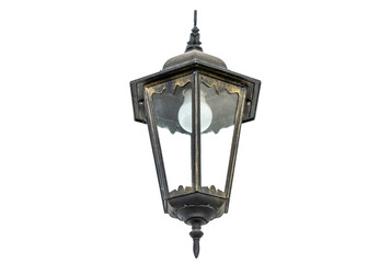 Fototapeta na wymiar Street used lamp isolated on a white background. Modern street outdoor architecture lantern.