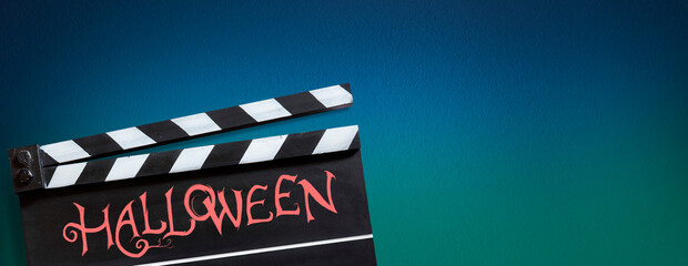 Halloween.Handwriting on film slate. scary movie concept.
