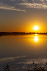 Fototapeta na wymiar Astotin Lake under the Glow of the Setting Sun