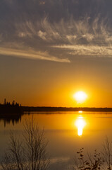 Astotin Lake under the Glow of the Setting Sun