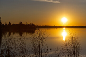 Astotin Lake under the Glow of the Setting Sun