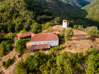 Aerial view of Medieval Churilovo monastery, Bulgaria