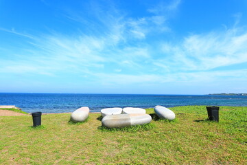 광치기해변이라 부르는 제주도 서귀포 해안의 아름다운 풍경이다.