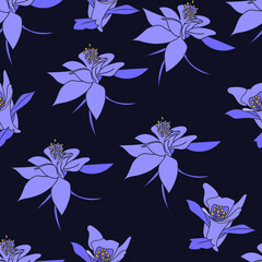 Seamless pattern blue violets.Elegant template for fashion prints. Modern floral background.