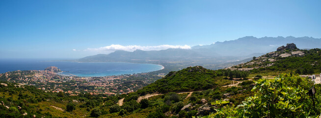 Fototapeta na wymiar View of Calvi bay from Pointe de la Revellata