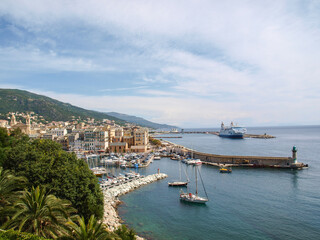 Fototapeta na wymiar Bastia port view from the old town