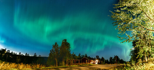 Northern Lights over countryside in Swedish Lappland. One of the best place to see the Aurora...