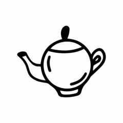 Vector Single teapot, coffee pot or stew pan for kitchen. Funny and cute Illustration for seasonal design, textile, decoration kids playroom or greeting card. Hand drawn prints and doodle Stay home.