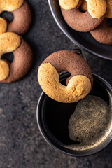 Sweet round biscuits. Cookies with double flavor