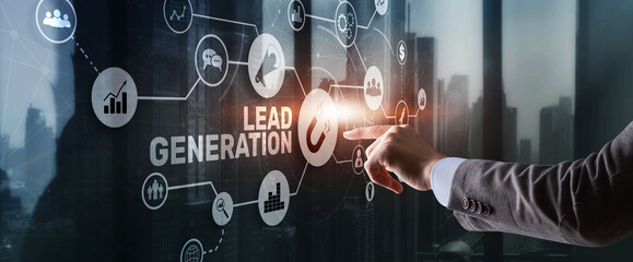 Lead Generation. Finding and identifying customers for your business products or services. Finance concept