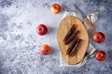 Healthy apple pastille with raw fresh apples