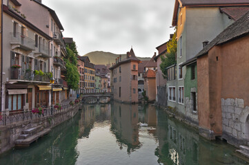 Fototapeta na wymiar Annecy in Alps, Old city canal view, France, Europe