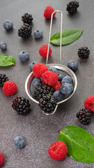 Assorted berries on the table.