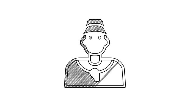 Black line Baseball coach icon isolated on white background. 4K Video motion graphic animation