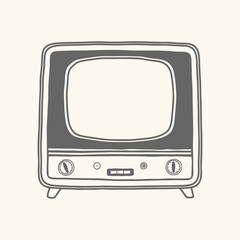 Retro Vintage Television Hand Drawn Illustration Drawing
