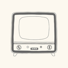 Retro Vintage Television Hand Drawn Illustration Drawing