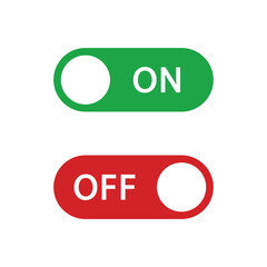 Conjunto de icono de interruptor de encendido y apagado. Concepto de botón encender y apagar. Activar o desactivar. Ilustración vectorial, estilo verde y rojo