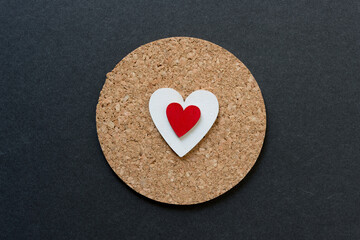 heart on a cork background