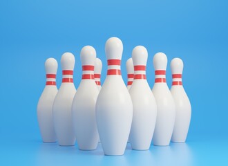 Bowling skittles 3d rendered illustration.