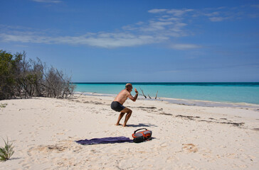 Yoga in deserted beach, Cayo Jutías, Piñar del Río, Cuba