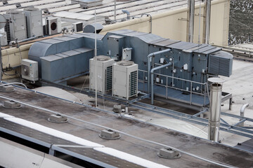 Industrial air conditioning on the roof of the hall.