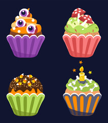 Halloween cupcakes. Vector illustration.
