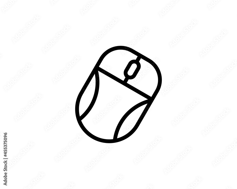 Poster computer mouse linear icon. thin line illustration. contour symbol. vector isolated outline drawing.