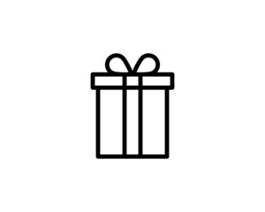 Birthday gift or Christmas gift box with ribbon bow line art vector icon for apps and websites