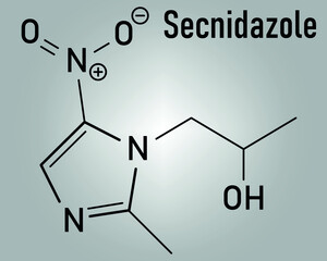 Secnidazole anti-infective drug molecule (nitroimidazole class). Skeletal formula.