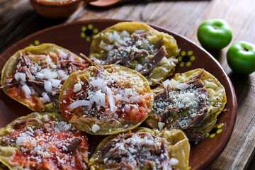 Chalupa poblana. Mexican food. September 16. tortilla with sauce.