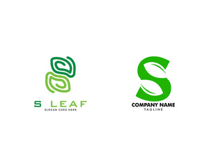 Set of Initial Letter S with Leaf Logo