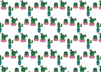 Nice images of cactus, pattern and Cactus motif with white background. Vector	