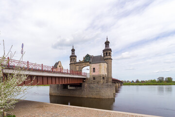 Queen Louise Bridge on the Neman River. Border crossing Russia-Lithuania during the coronavirus pandemic - 455380421