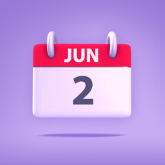 Fototapeta premium 3D Calendar - June 2nd