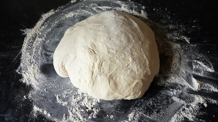 Bread Dough on Floured Surface Ready for Shaping into Loaves