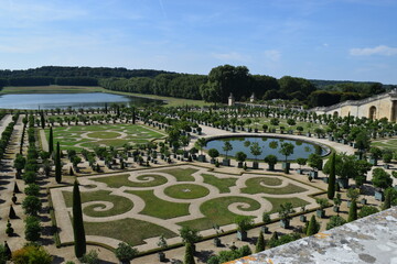 View of L'Orangerie Palace Gardens, Palace of Versailles, France.