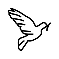 pigeon bird christianity line icon vector. pigeon bird christianity sign. isolated contour symbol black illustration